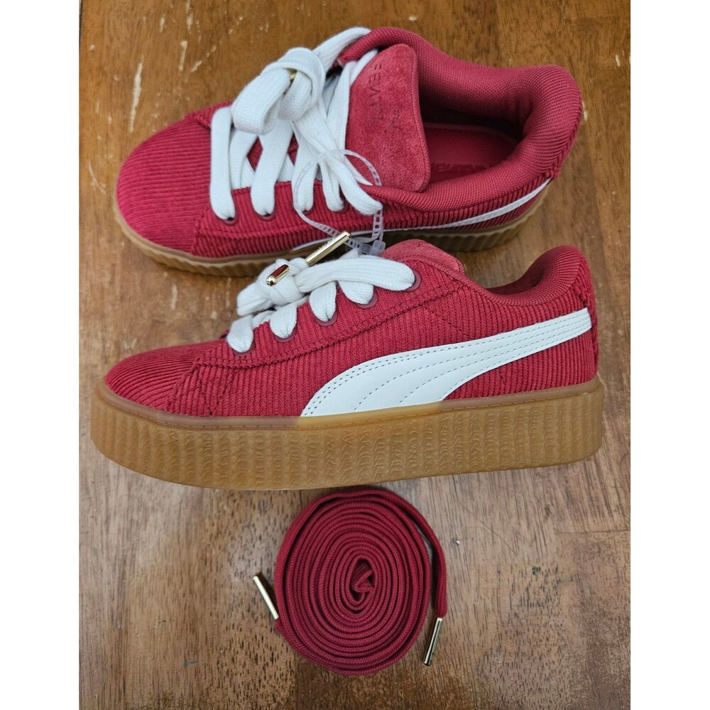 Puma X Fenty Creeper Phatty Rihanna Corduroy Red White Kids Shoes Size 3 New